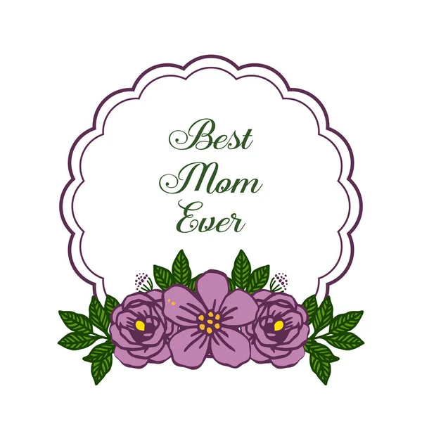 Векторна ілюстрація рамки квітка фіолетовий і листя зелений для запрошення листівки краща мама — стоковий вектор