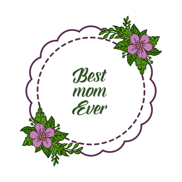 Vector illustration frame flower purple and leaves green for invitation card best mom — Stock Vector