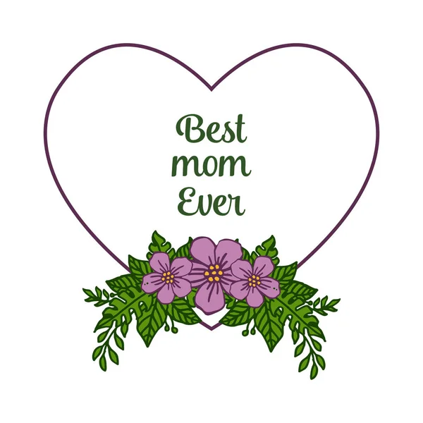 Vector illustration frame flower purple and leaves green for invitation card best mom