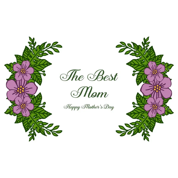 Vector illustration frame flower purple and leaves green for invitation card best mom