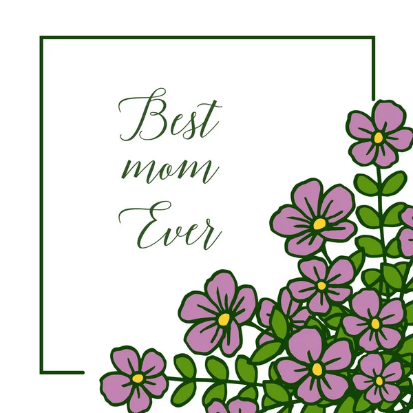 Ilustración vectorial varias texturas marco de flores púrpura para la tarjeta de estilo de la mejor mamá — Vector de stock