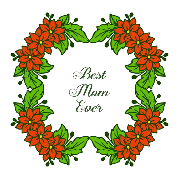 Illustration vectorielle divers motif art orange cadre de fleur avec décoratif de carte meilleure maman — Image vectorielle