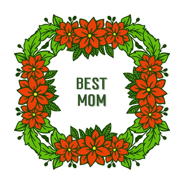 Ilustración vectorial varios patrón arte naranja flor marco con decorativo de la tarjeta mejor mamá — Vector de stock