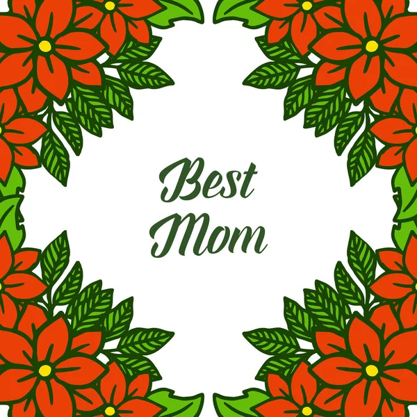 Vector illustration banner best mom for beauty orange wreath frame