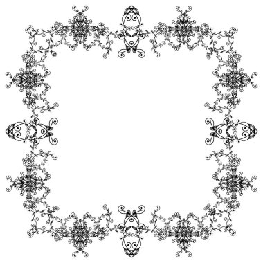 Çiçek çiçek çerçevesi ile vektör illüstrasyon desen sanat