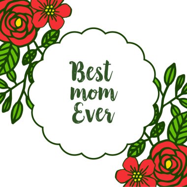 Desen gül çelenk çerçeve ile kart en iyi anne Vektör illüstrasyon tarzı