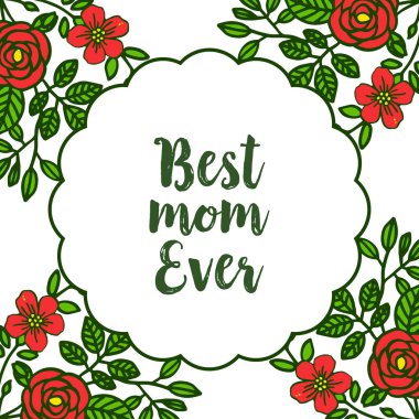 Vektör illüstrasyon poster gül çiçek çerçeve çeşitli süslü ile en iyi anne