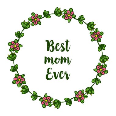 Çeşitli kalabalık yaprak çiçek çerçevesi ile kart en iyi anne Vektör illüstrasyon şekli