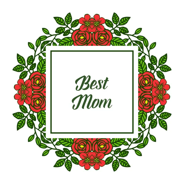 Vector ilustración tarjeta de felicitación mejor mamá con varios abstracto de marco de bouqet naranja — Vector de stock