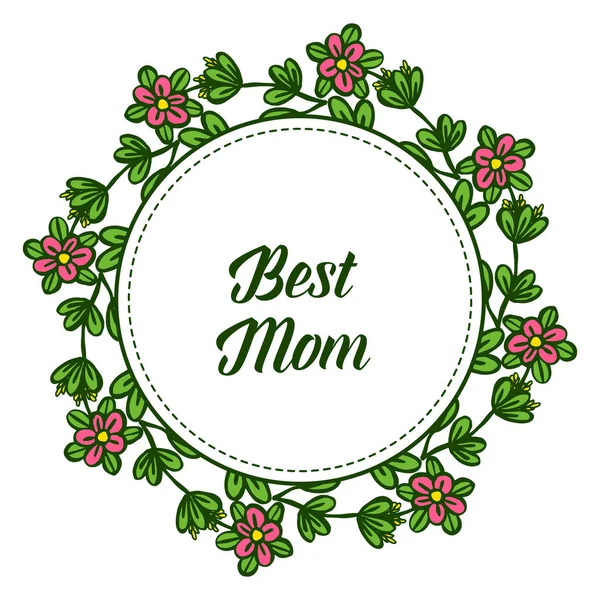 Illustration vectorielle forme de carte meilleure maman avec divers foule feuille cadre fleur — Image vectorielle