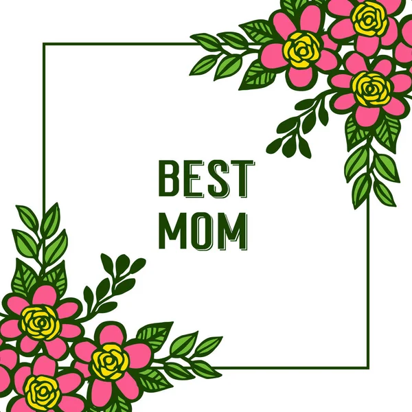 Folla illustrazione vettoriale di cornice corona rosa per la scheda di forma della migliore mamma — Vettoriale Stock
