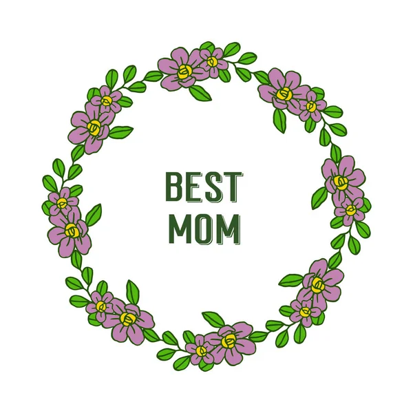 Ilustración vectorial varios elegante marco de flores púrpura para la decoración de la tarjeta mejor mamá — Vector de stock