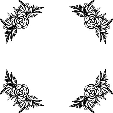Çiçek çerçeve çizim kartı vektör illüstrasyon dekorasyon şekli
