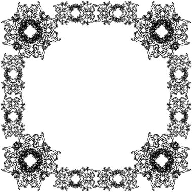 Modern çiçek çerçeveli vektör illüstrasyon duvar kağıdı posteri