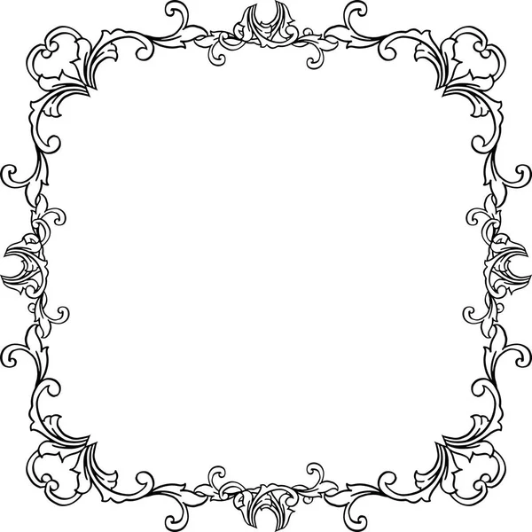 Ilustración vectorial de la tarjeta con marco de flor de dibujo — Vector de stock