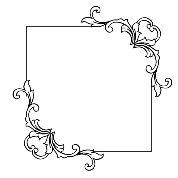 Ilustración vectorial de la tarjeta con marco de flor de dibujo — Vector de stock