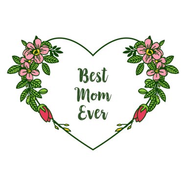 Vektör illüstrasyon en iyi anne stil kartı için çeşitli desen yaprak çiçek çerçeve