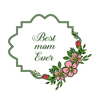 Tebrik kartı için vektör illüstrasyon soyut yaprak çelenk çerçeve en iyi anne