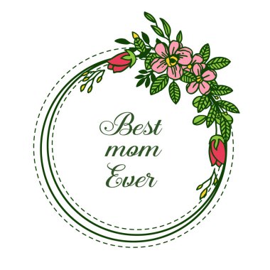 Vektör illüstrasyon en iyi anne yazmak için çeşitli sanat yaprak bouqet çerçeve