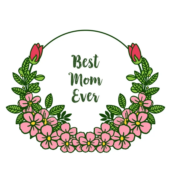 Illustration vectorielle diverses illustrations feuille cadre bouqet pour l'écriture de la meilleure maman — Image vectorielle
