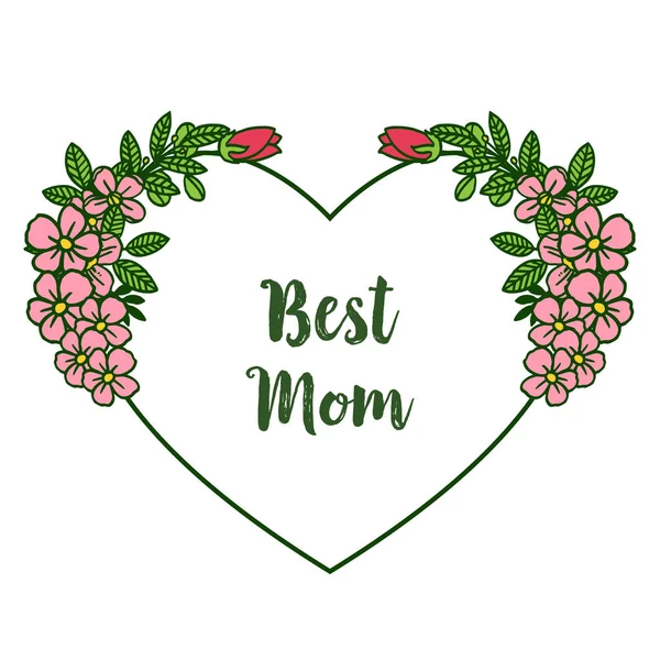Ilustración vectorial adornada de marco de flor rosa para cartel mejor mamá — Vector de stock