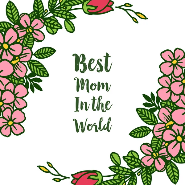Ilustración vectorial varios de lindo marco de flores de hoja para la tarjeta de invitación de la mejor mamá — Vector de stock