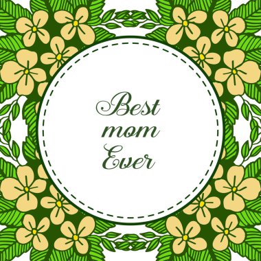 Vektör illüstrasyon sanat sarı çiçek çerçeve ile en iyi anne yazma
