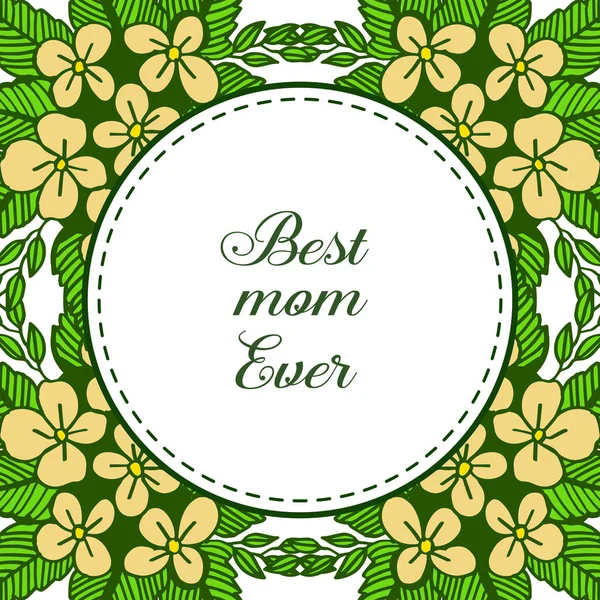 Vektör illüstrasyon sanat sarı çiçek çerçeve ile en iyi anne yazma