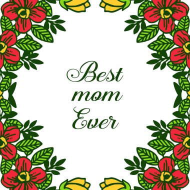 Vektör illüstrasyon kartı çeşitli desen renkli çiçek çerçeve ile en iyi anne