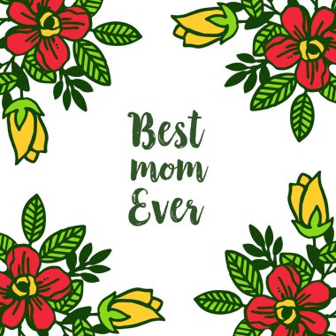 Doku renkli çiçek çerçevesi ile en iyi anne yazma Vektör illüstrasyon