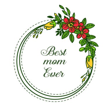 Vektör illüstrasyon mektup sanat renkli çiçek çerçeveleri ile en iyi anne