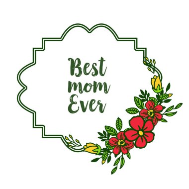 Vektör illüstrasyon afiş çok güzel renkli çiçek çerçeve ile en iyi anne