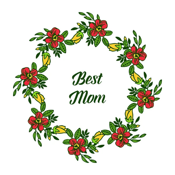 Modèle d'illustration vectorielle meilleure maman avec divers cadre de fleurs colorées lumineuses — Image vectorielle
