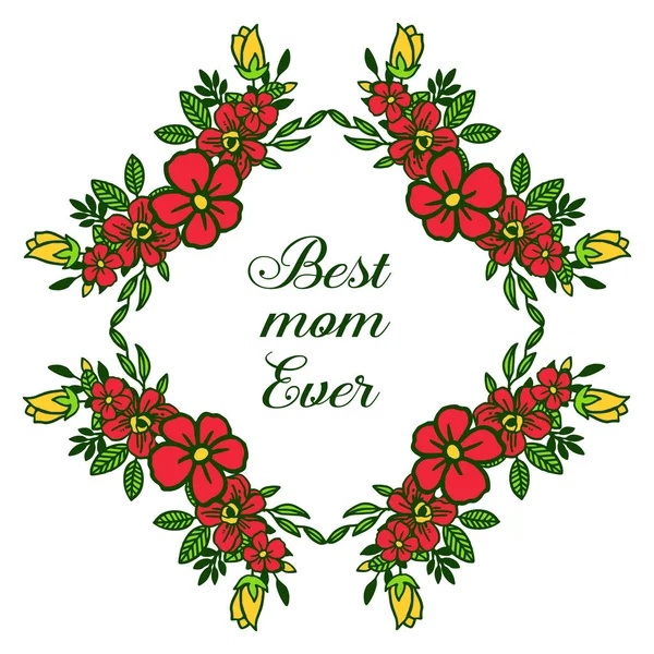 Illustration vectorielle conception de la carte meilleure maman avec des cadres de couronne colorés d'art — Image vectorielle