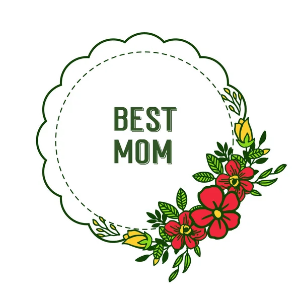 Banner de ilustración vectorial mejor mamá con marco de flores colorido muy hermoso — Vector de stock