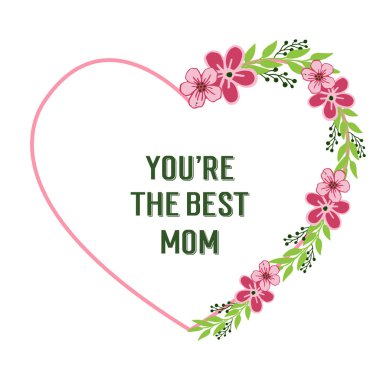 En iyi anne posteri için pembe çelenk çerçeve vektör illüstrasyon süslü