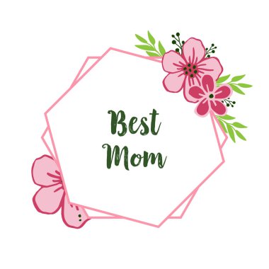 Vektör illüstrasyon kart en iyi anne dekor ile çeşitli desen sanat pembe çiçek çerçeve