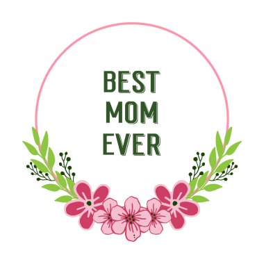 En iyi anne posteri için pembe çelenk çerçeve vektör illüstrasyon süslü