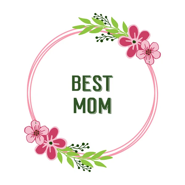 Ilustración vectorial adornada de marco de corona rosa para el cartel de la mejor mamá — Vector de stock