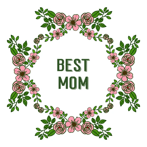 Illustration vectorielle divers cadre de fleur rose art pour la carte de conception de la meilleure maman — Image vectorielle
