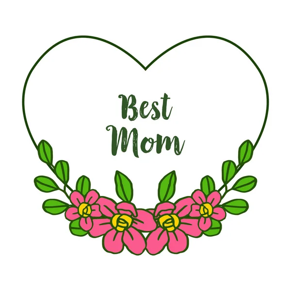 Vektör illüstrasyon kartı çeşitli desen yaprak çiçek çerçevesi ile en iyi anne — Stok Vektör