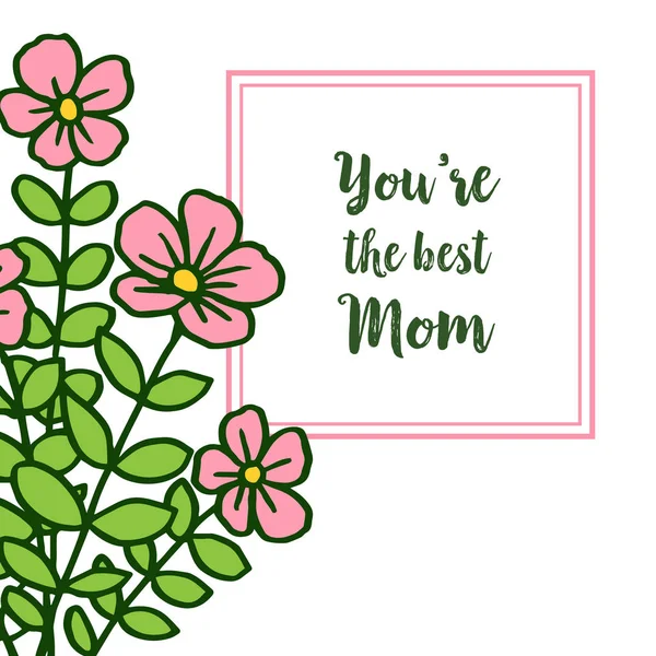 矢量插图明亮的绿叶花框模板最佳妈妈 — 图库矢量图片