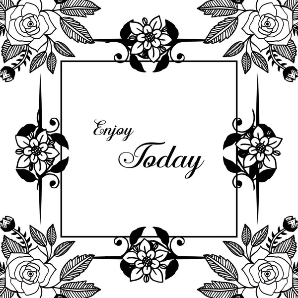 グリーティングカード用黒白のベクトルイラスト花枠 — ストックベクタ