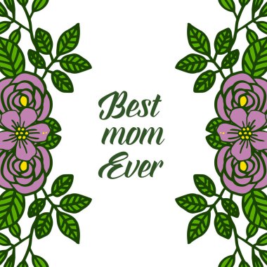 Vektör illüstrasyon afiş çeşitli zarif mor çiçek çerçeveleri için en iyi anne