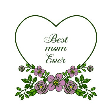 Desen sanat mor çelenk çerçeve için kart en iyi anne Vektör illüstrasyon şekli