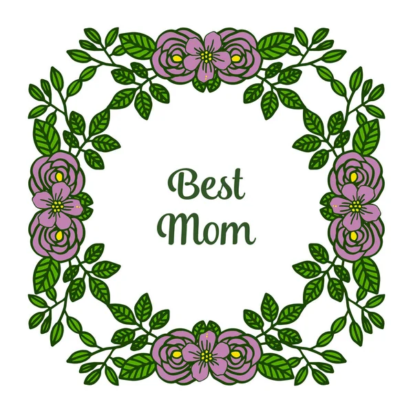 Vector ilustración bandera mejor mamá para varios marcos de flores púrpura elegante — Vector de stock