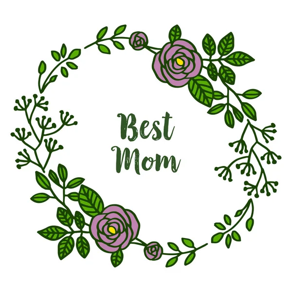 Vector ilustración carta mejor mamá para abstracto púrpura marcos de flores — Vector de stock