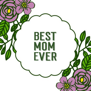 Vektör illüstrasyon afiş çeşitli zarif mor çiçek çerçeveleri için en iyi anne