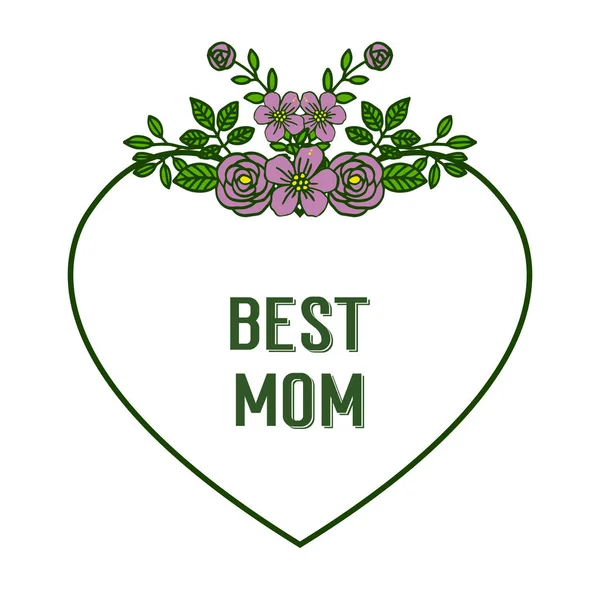 Illustration vectorielle forme de la carte meilleure maman pour motif art violet couronne cadre — Image vectorielle
