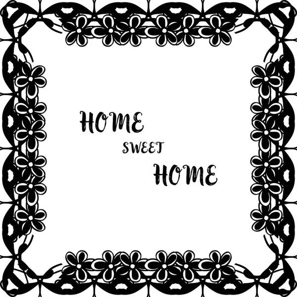 矢量插图字母回家甜蜜的家与现代美丽的花框 — 图库矢量图片